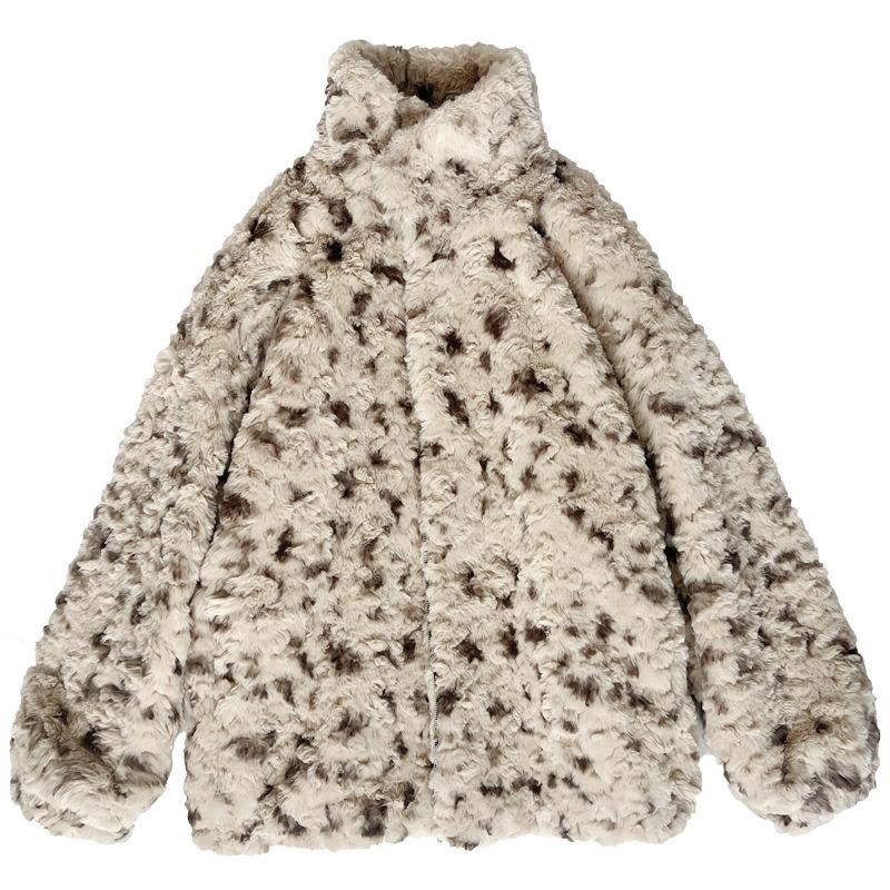 New Leopard Print Brush Fur Fur Coat Autumn and Winter Women's Imitation Rabbit Hair Spots Loose Plush Clothes