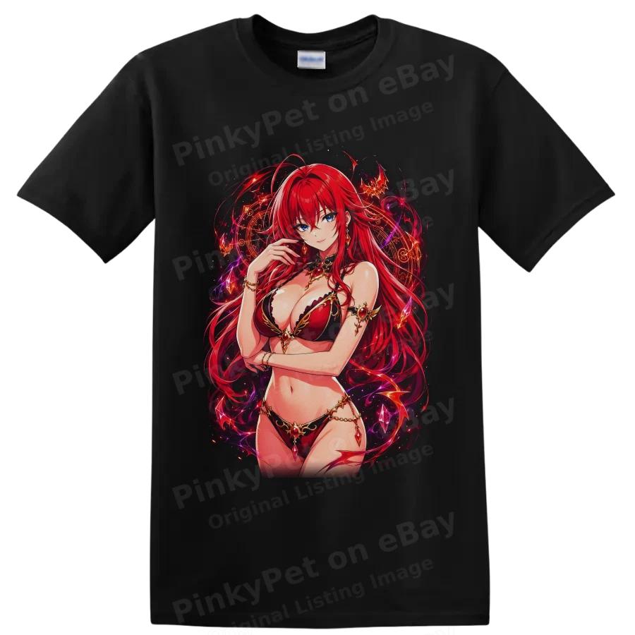 Anime Waifu T Shirt Red Hair Fantasy Sorceress Magic Graphic Artwork Tee Gift