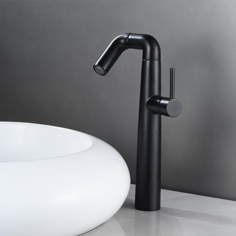 Creative Brushed Gold Bathroom Basin Faucet Brass Deck Mounted Single Hole Hot Cold Mixer Sink Tap Washbasin Crane Faucet