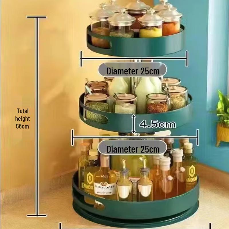 Youshu 3-Tier Rotating Kitchen Countertop Spice Rack Organizer