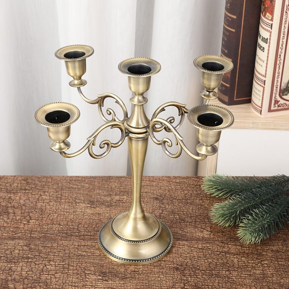 3/5 Arms Candle Holder Electroplated Candelabrum Wedding Decorations European Candlestick  Banquet