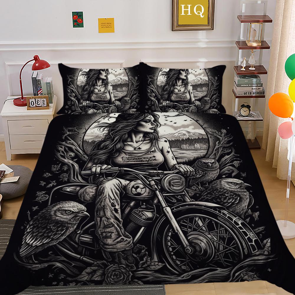Beauty Skull Printed Bedding Cover Suit Fashion Home Bedclothes King Size Man Boy Cool Duvet Cover Bedroom Decoration