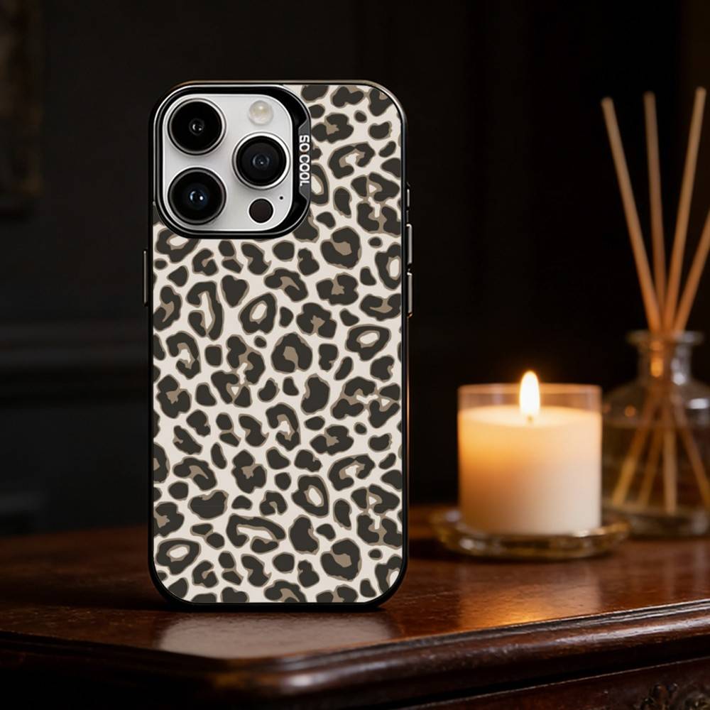 Leopard Print Tiger Skin Phone Case For iPhone 17,16,15,14,13,12,11,Pro Max,Plus Candy Silver Cover