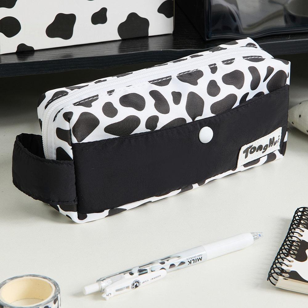 INS Color-block Pen Bag Handheld Large Capacity Pencil Case Portable Stationery Pouch Students Gift