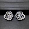 Funkelnde Blumenstecker Silberfarben Luxuriöse Trendige Ohrringe für Frauen Ästhetische Accessoires Hochzeit Damenschmuck