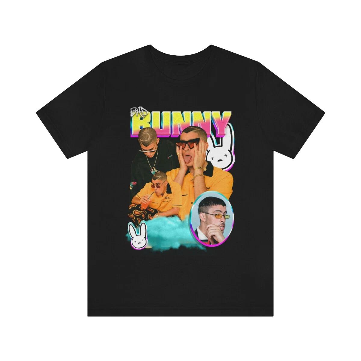 Adult Unisex Bad Bunny Reggaeton Latin Trap Fan Jersey Short Sleeve Tee M