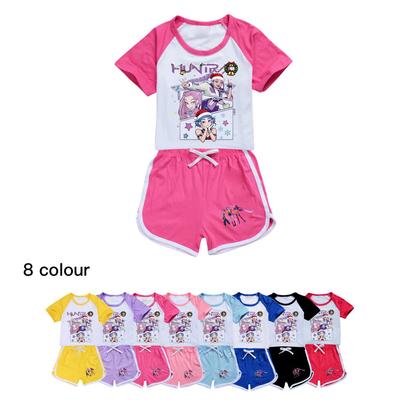 5095 Dzieci Dziewczynki Boże Narodzenie POP Rumi Zoey Mira Nadruk T-shirt Spodenki Sportowy Dres Zestaw Ubrań