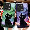 Cute Little Cat For OnePlus Nord 3 5 6T 7 Pro 8 12 10T Reno8 Lite 5G 10R Nord N30 Hard Shell Tempered Glass Phone Case Black