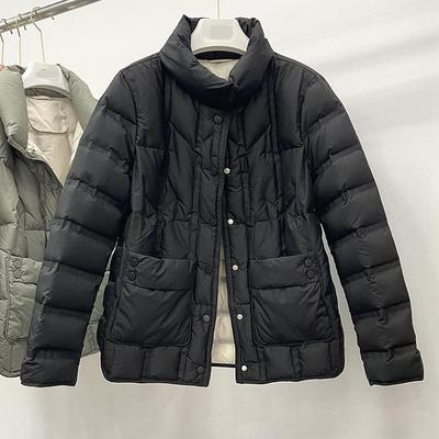 Light Down Jacket Female Short Autumn Winter Loose Standing Collar White Duck Down Warm Coat