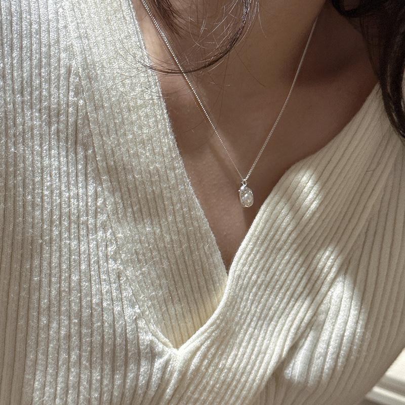 S925 Sterling Silver Pearl Pea Necklace - Korean INS Style, Fashionable & Simple Clavicle Chain