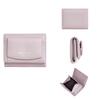 Pu Womens Wallet Short Card Holder With Solid Color Letter Pattern And Three Fold Design