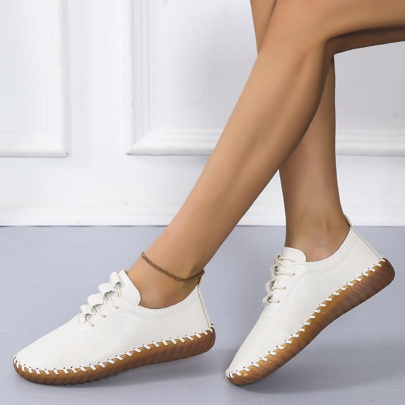 Single shoes women's soft sole soft surface new lace-up sewn sole women's casual shoes