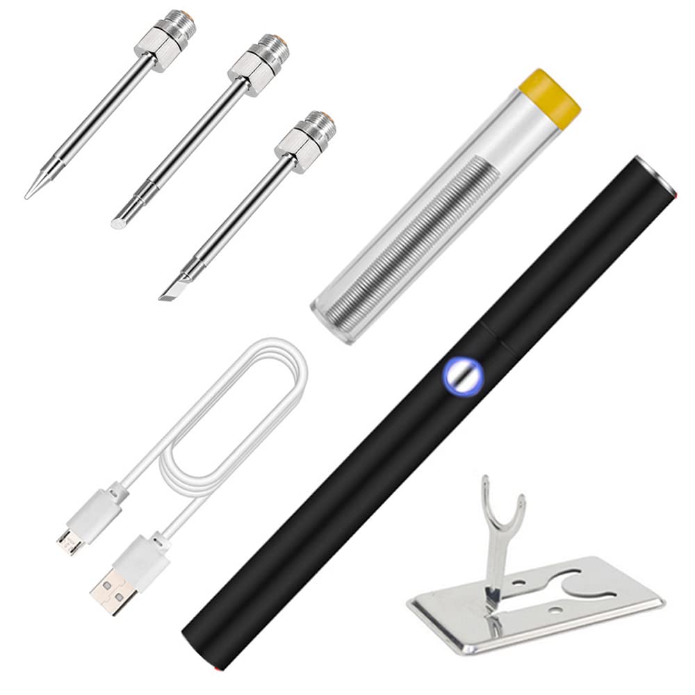 

KKnoon USB Rechargeable Soldering Iron Set with 3 Solder Tips Portable Cordless Mini Electric Soldering Iron for Home DIY Welding and Utility Tools