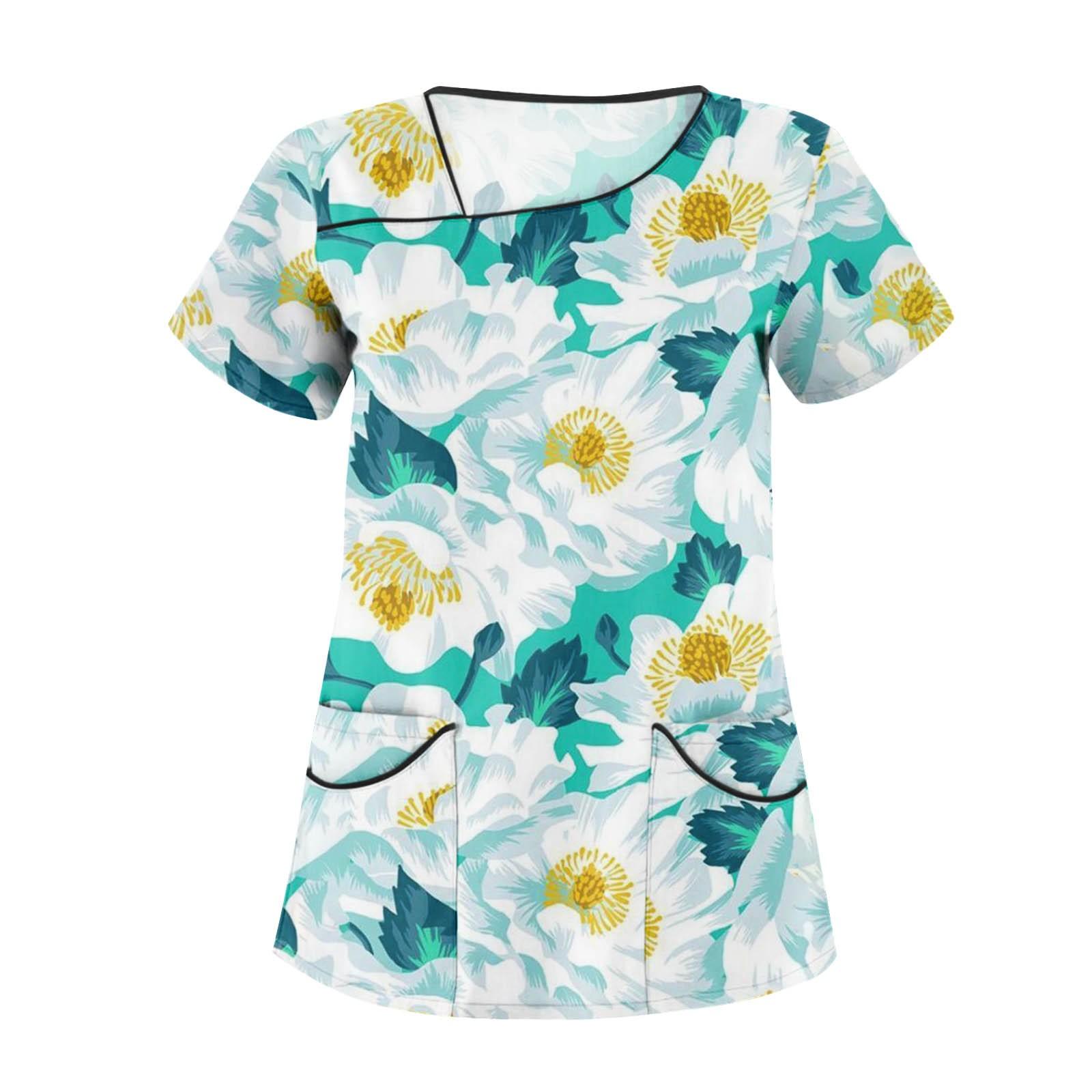 

Жіночий модний робочий одяг із короткими рукавами та подвійними кишенями XXXL зелений