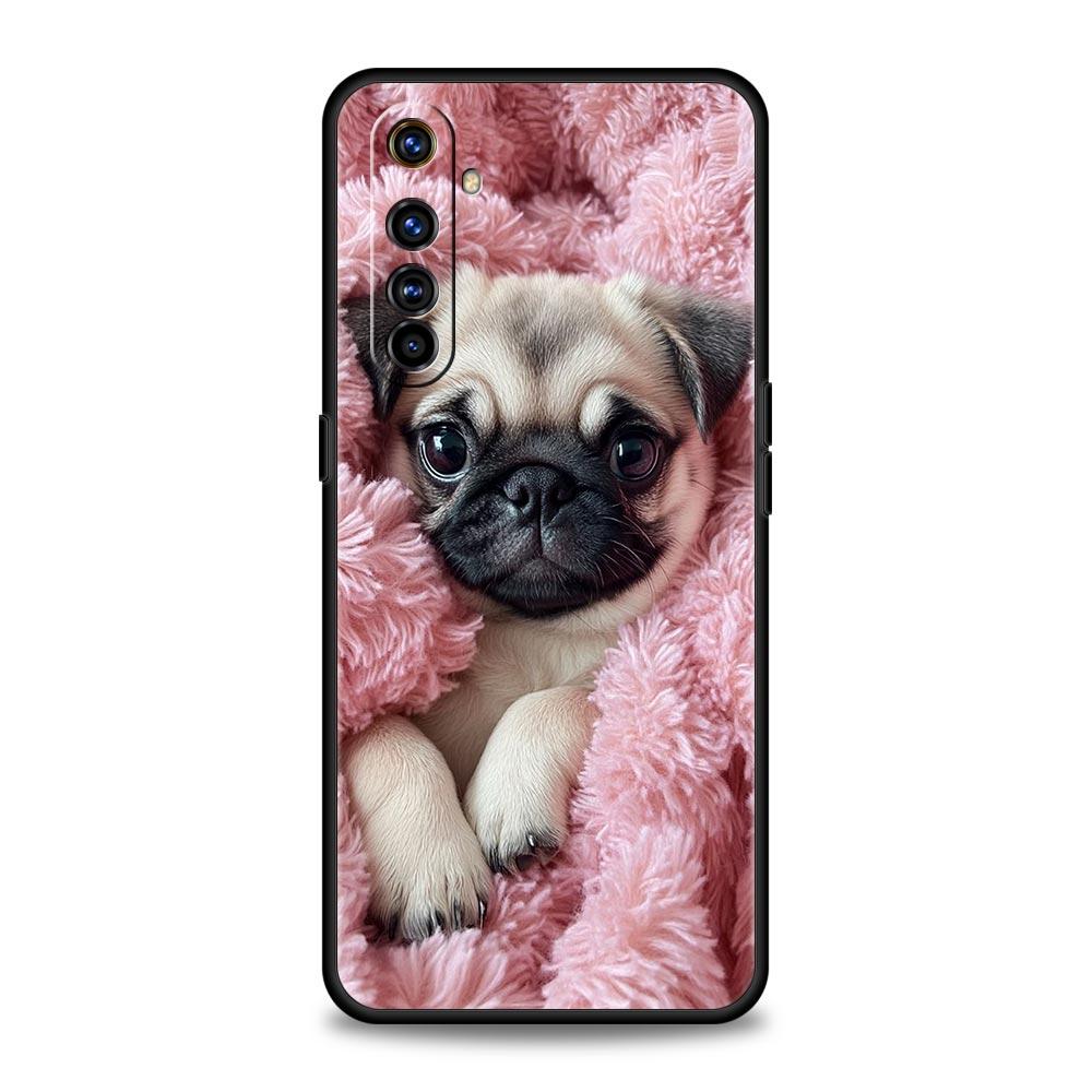 Cute Pug Dog Phone Case For Realme 12 11 10 9 8 5G 7 6 GT5 GT3 GT2 Pro Plus C21 C11 C25 C35 For Realme GT Neo 2 3 3T 5 Cover