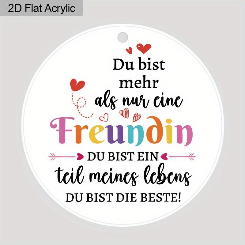 1pc German Freundin Round Acrylic Pendant Christmas Tree Ornament Friendship Gift for Best Friends