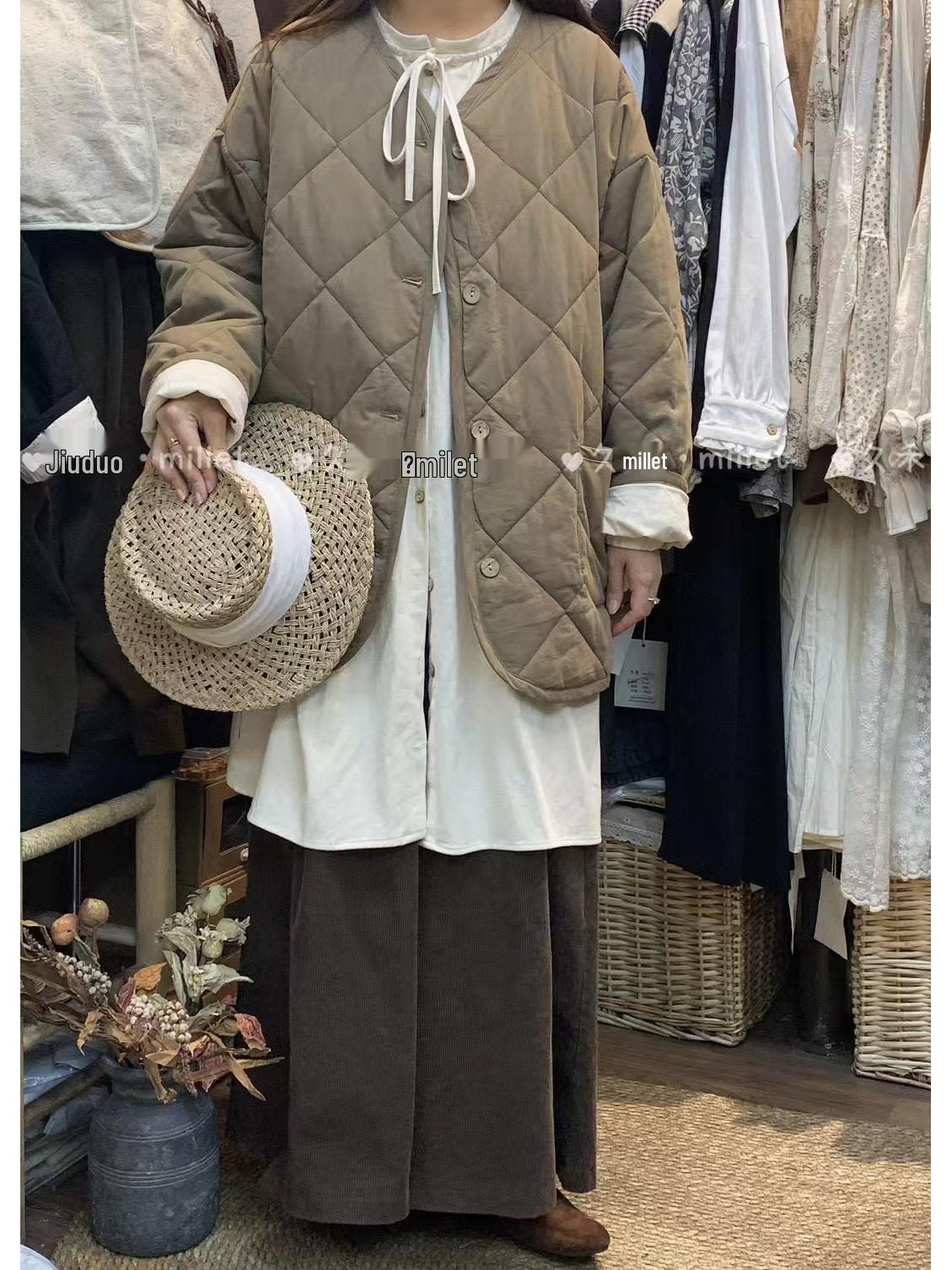 

Jiuhe 2100 Зима 2024 Корейский Ретро Большой Размер Повседневная Свободная Стеганая Хлопковая Куртка One Size