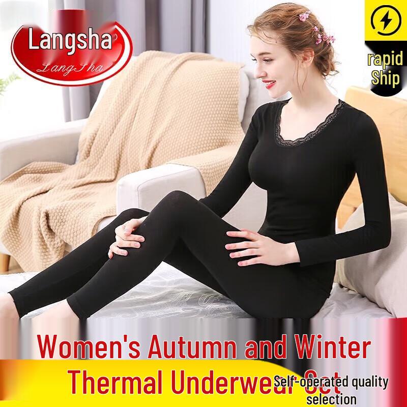 LangSha Women s Cotton Thermal Underwear Set