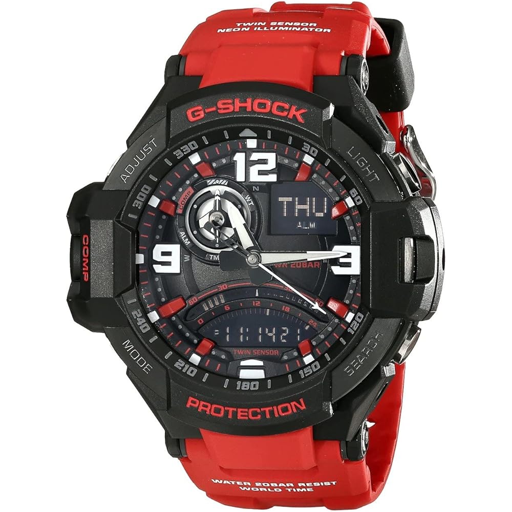 

Casio G-Shock Aviation GA1000-4B Black Dial Red Resin Quartz Men s Watch