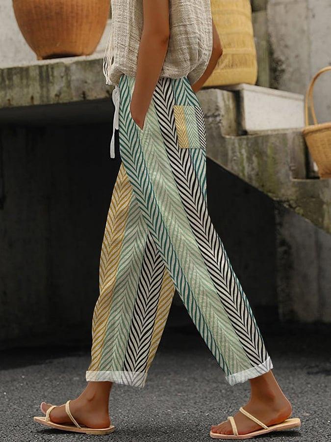 2025 Amazon's New Temperament Commuter 3D Digital Printing, Cotton and Linen Simple Crimped Casual Pants Can Be Printed