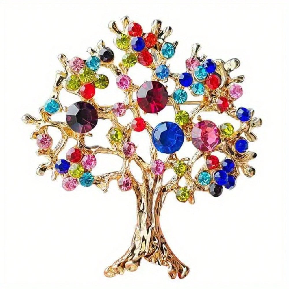 Vintage Silver-Tone Life Tree Brooch, Boho Design, Eye-Catching Statement Pin for Nature Lovers, Ideal Gift Choice