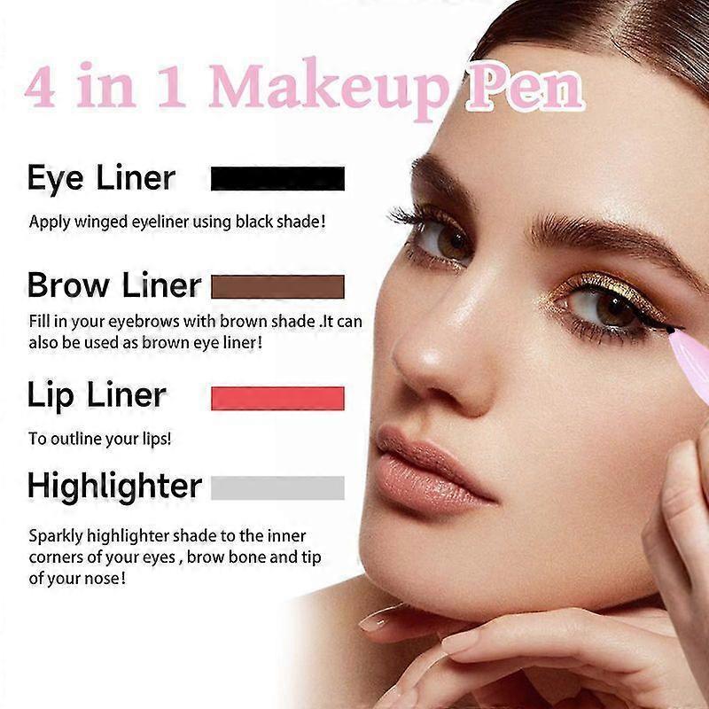 Aisiting 3pcs 4 In 1 Makeup Pen, Touch Up 4-in-1 Makeup Pen Eye Liner, Brow Liner, Lip Liner, Highlighter, Multi-functional Portable Beauty Product
