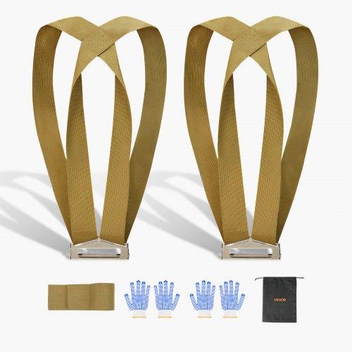 VEVOR Moving Straps, Supports up to 453.6 kg, 2-Person Lifting and Moving System with 2 Harness Straps & 1 Load-bearing Strap