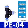 Pneumatic Nylon Air Hose Quick Connect Fittings: PU Straight, PY 5-Way, Cross 4-Way, PZA 3-Way, PE Connector with White/Blue Cap