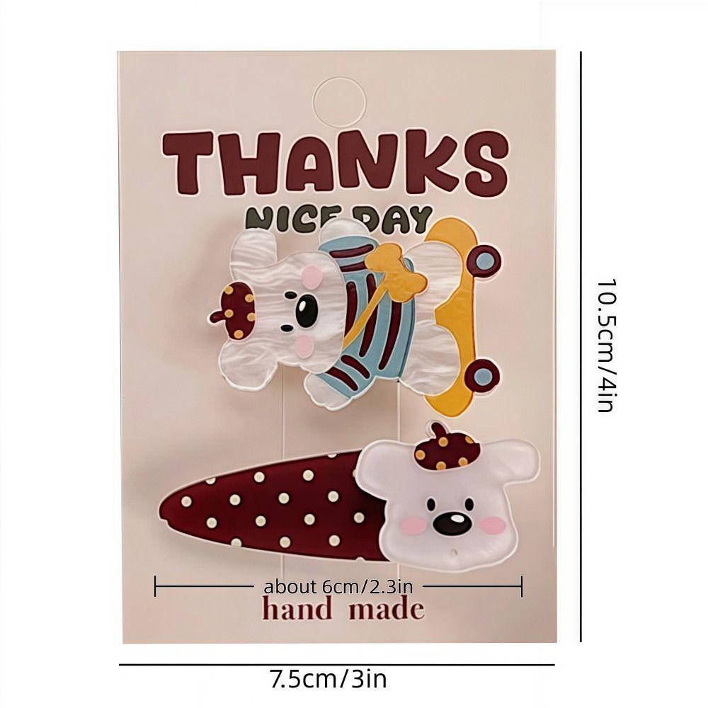 2 Pcs Cartoon Hair Clip Set Acrylic Duckbill Clip Fun Hair Claw Clip  Girl Hair Accessories