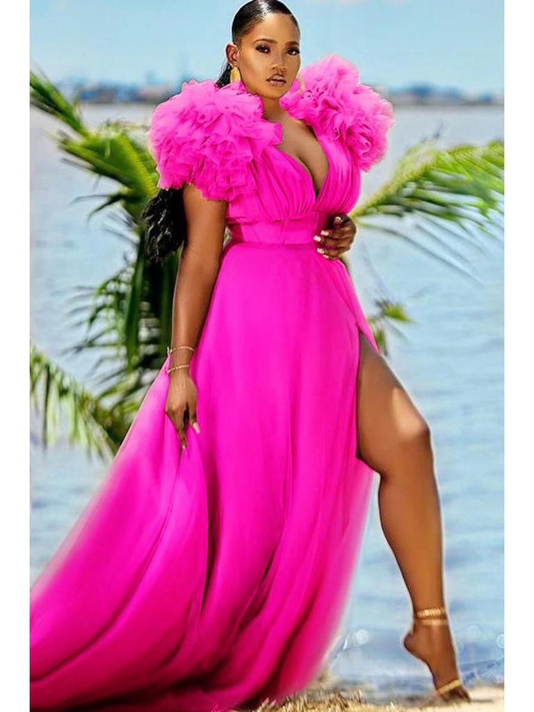 Wiosna/Lato 2021 Luźna Sukienka Siateczkowa Swing - Rozmiar Plus dla Kobiet Europejskich i Amerykańskich