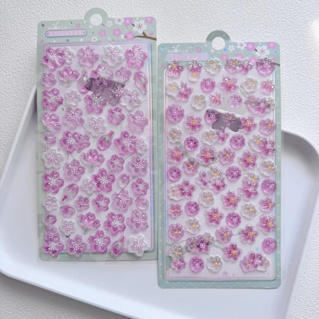 Romantic Sakura Petal Cherry Blossom 3D Relief Stickers Scrapbooking Diy Journaling Stationery Diary Decor School Cute Stickers