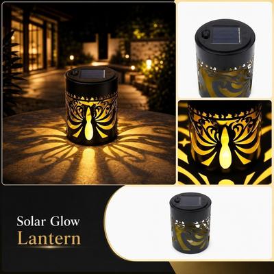 Solar Lantern Outdoor Garden Light Butterfly Pattern Solar Wall Hanging Lamp Metal Frame Decorative Solar Powered Patio Lighting