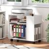 Printer Stand Printer Table with Divided Compartment, Shelves for Office, 70 X 34 X 60 Cm, White