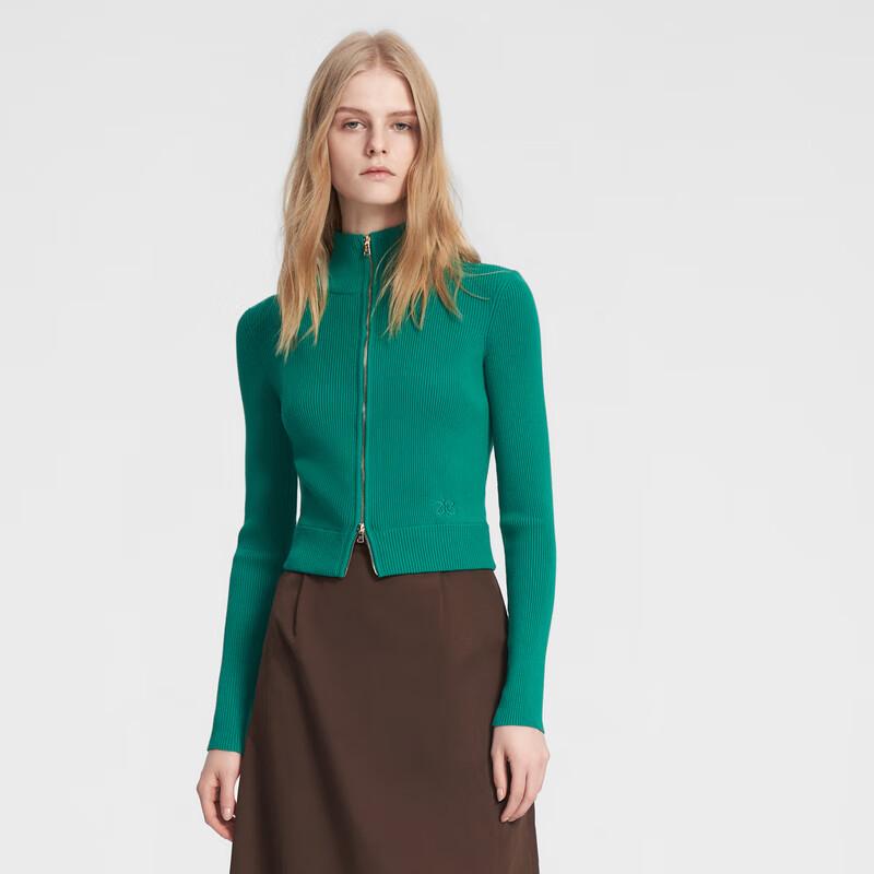 

ELLASSAY Women s Slim Fit Zipper Knit Sweater S