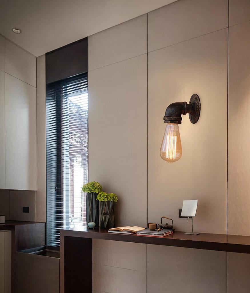 Chikazari Faucet-shaped Wall Lamp, Wall-mounted Lighting, Bracket Light, Industrial Rusty Vintage Pipe Wall Light, Stylish Bracket Light, Western Styl