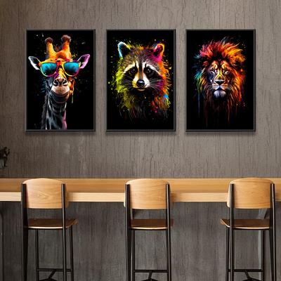 Lion Tiger Animal Portrait Poster Monkey Giraffe Canvas Painting Abstract Graffiti Wall Art Picture Living Room Decor
