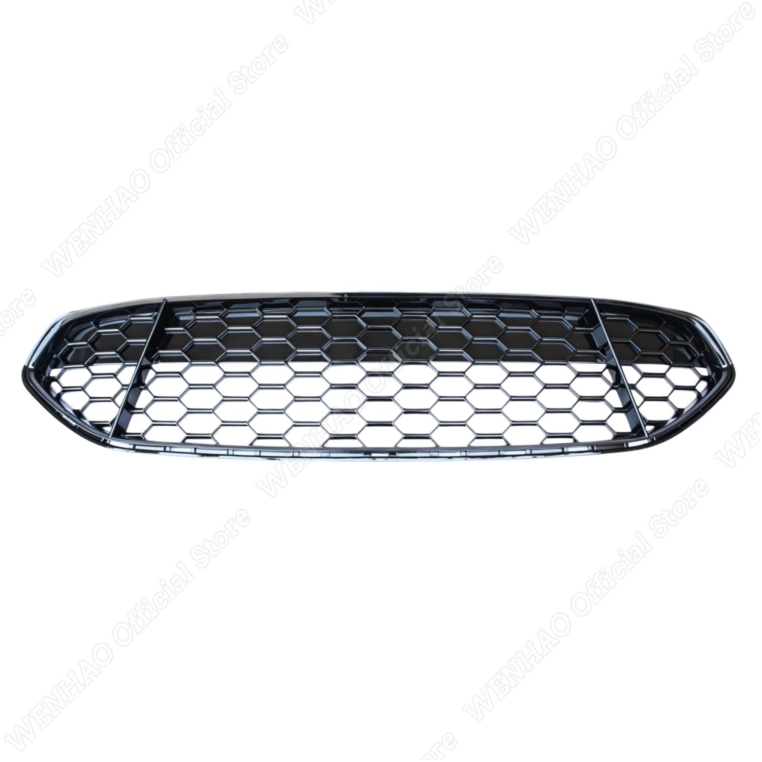 Car Front Bumper Radiator Grille For Ford Fusion Mondeo 2013-2016 Honeycomb Mesh Center Racing Grille Cover Gloss Black ABS Gloss Black