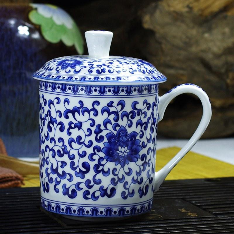 Jingdezhen Bone China Tea Cups with Lids, Conference Cups, Ceramic Water Cups, Office Cups, Gift Cups, Jing-style Cups