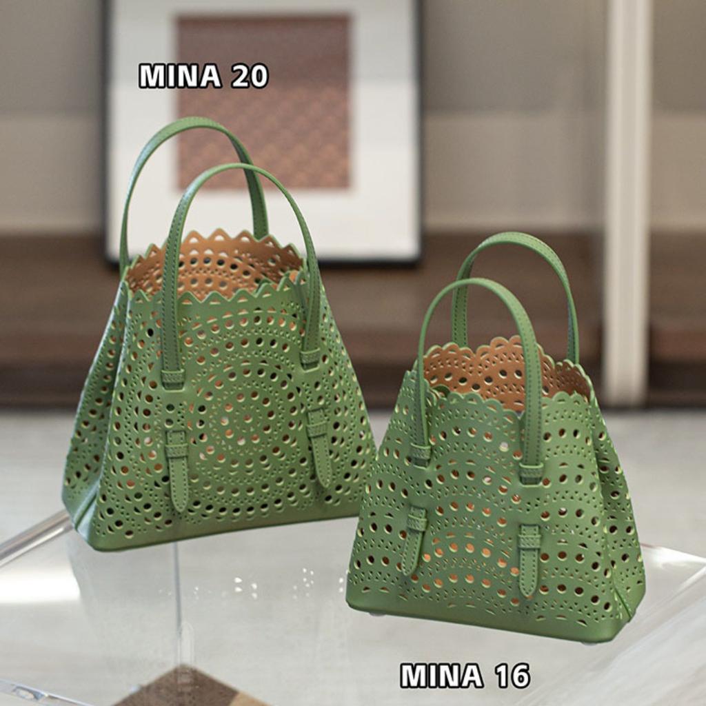 Velkoobchodní továrna prémiová niche vyřezávaná dutá taška na zeleninu Mina kožená dámská taška přes rameno crossbody tote taška