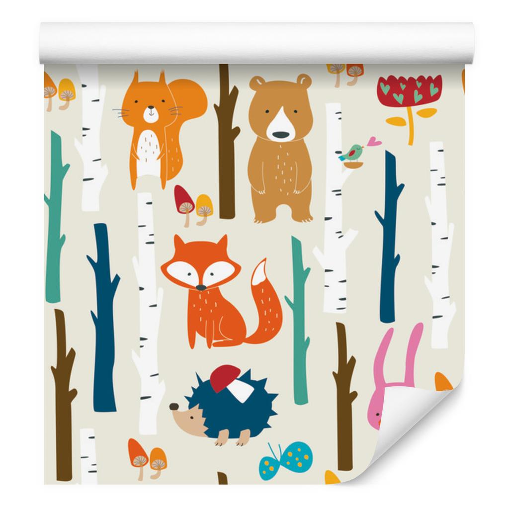 Joyful forest animals wallpaper for living room and bedroom 50x1000