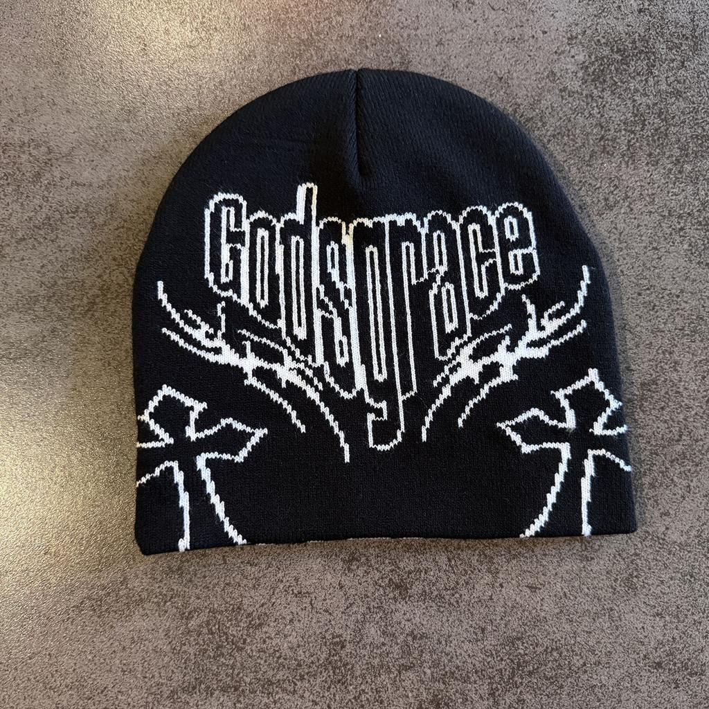 Fashionable Printed Letter Neutral Casual Warm Knitted Hat For Autumn And Winter