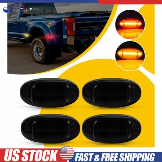 4X Smoked LED Side Marker Amber Red Lights For 2011- Ford F-250 Super Duty