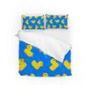 Carton Yelow Duck King Quen Soft Duvet Cover Farm Lovely Animal Beding Set Blue Buble Comfortable Quilt Cover Soft Polyester Warm Comforter Cover