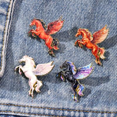 Horse Brooch Enamel Flying Horse Design Badge Year of Horse Zodiac Pin Outfit Bag Decoration Badge Gift