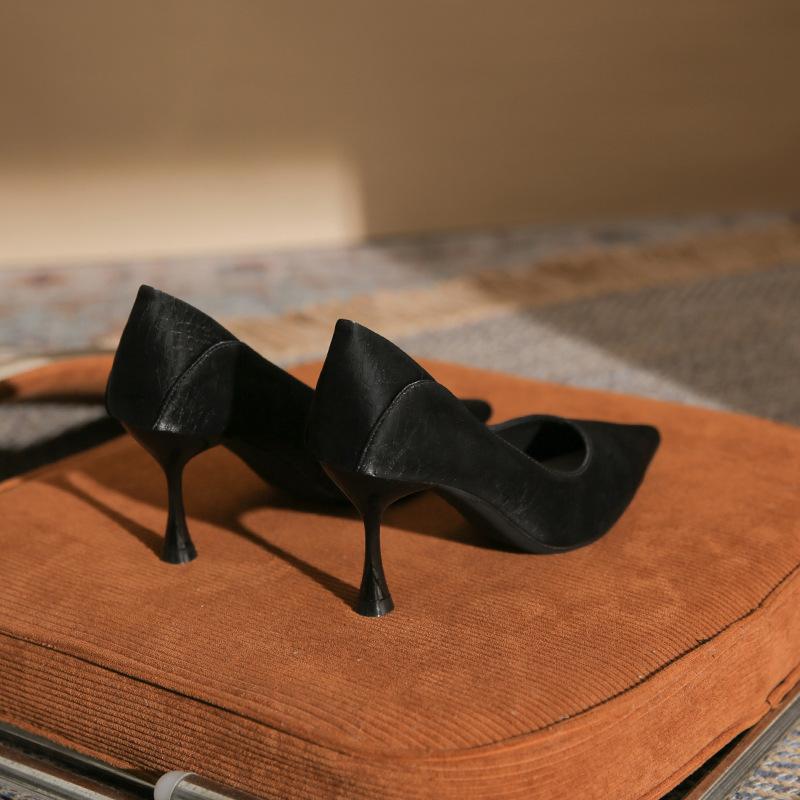 Temperament pointed thin heels versatile women's high heels new simple black shoes classic not tired feet women