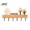 Entryway Organization Hooks Wooden Key Holder, Solid Wood Organizer with 6 Hooks, Modern Decor Wall Mounted Hanger for Kitchen And Office Coat Rack