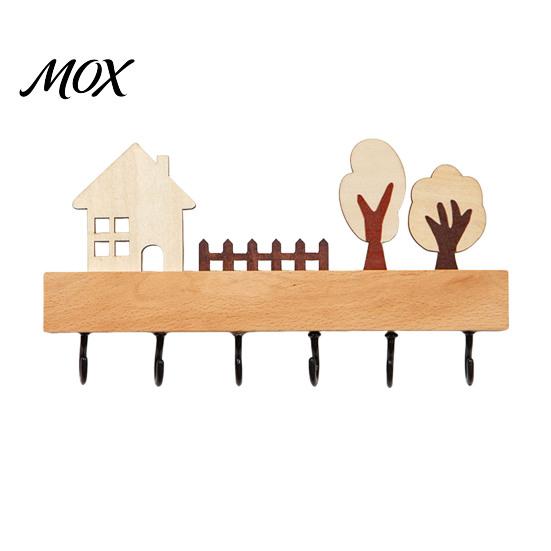 Entryway Organization Hooks Wooden Key Holder, Solid Wood Organizer with 6 Hooks, Modern Decor Wall Mounted Hanger for Kitchen And Office Coat Rack