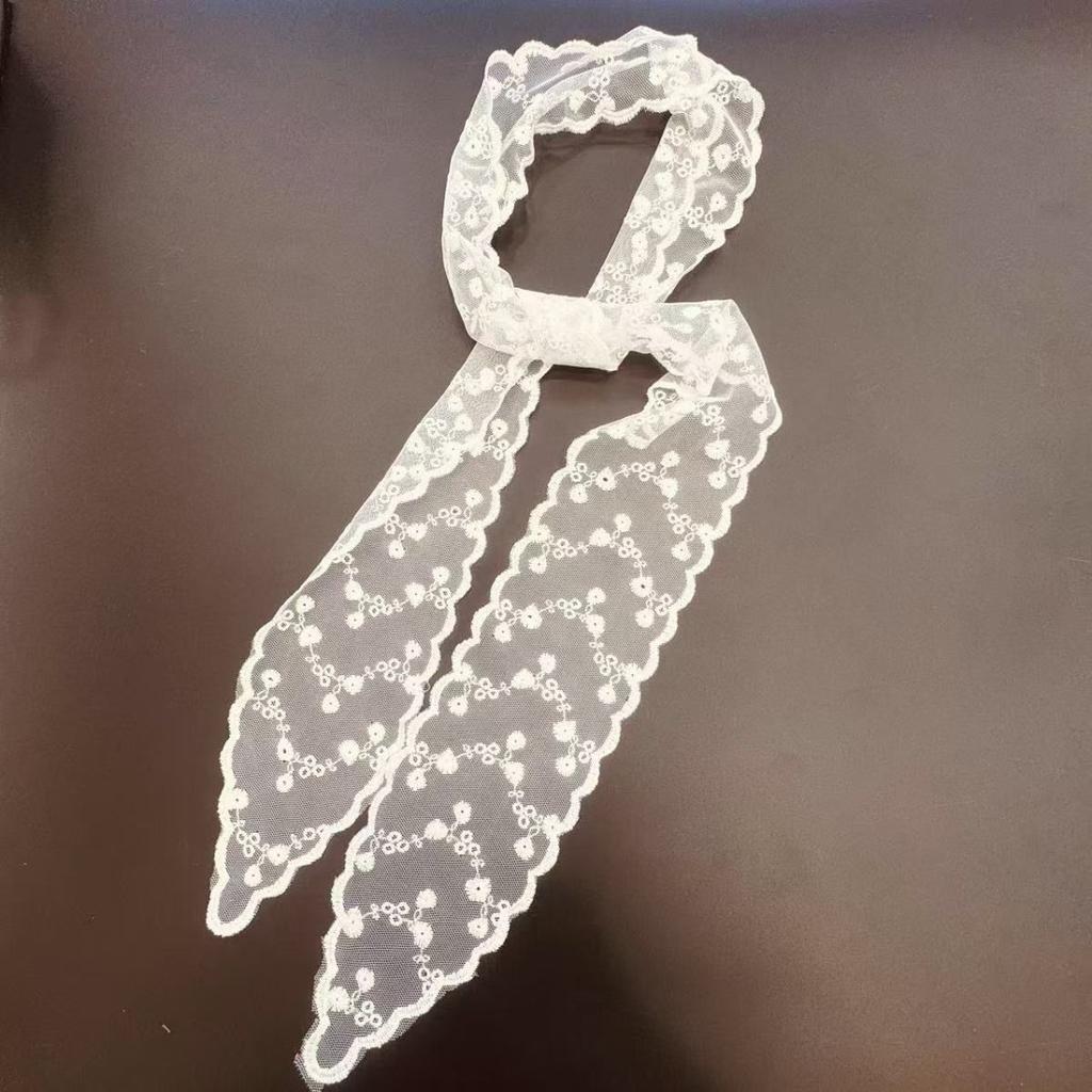 1Pc White Hair Tie with Long Streamer Ribbon and Bow