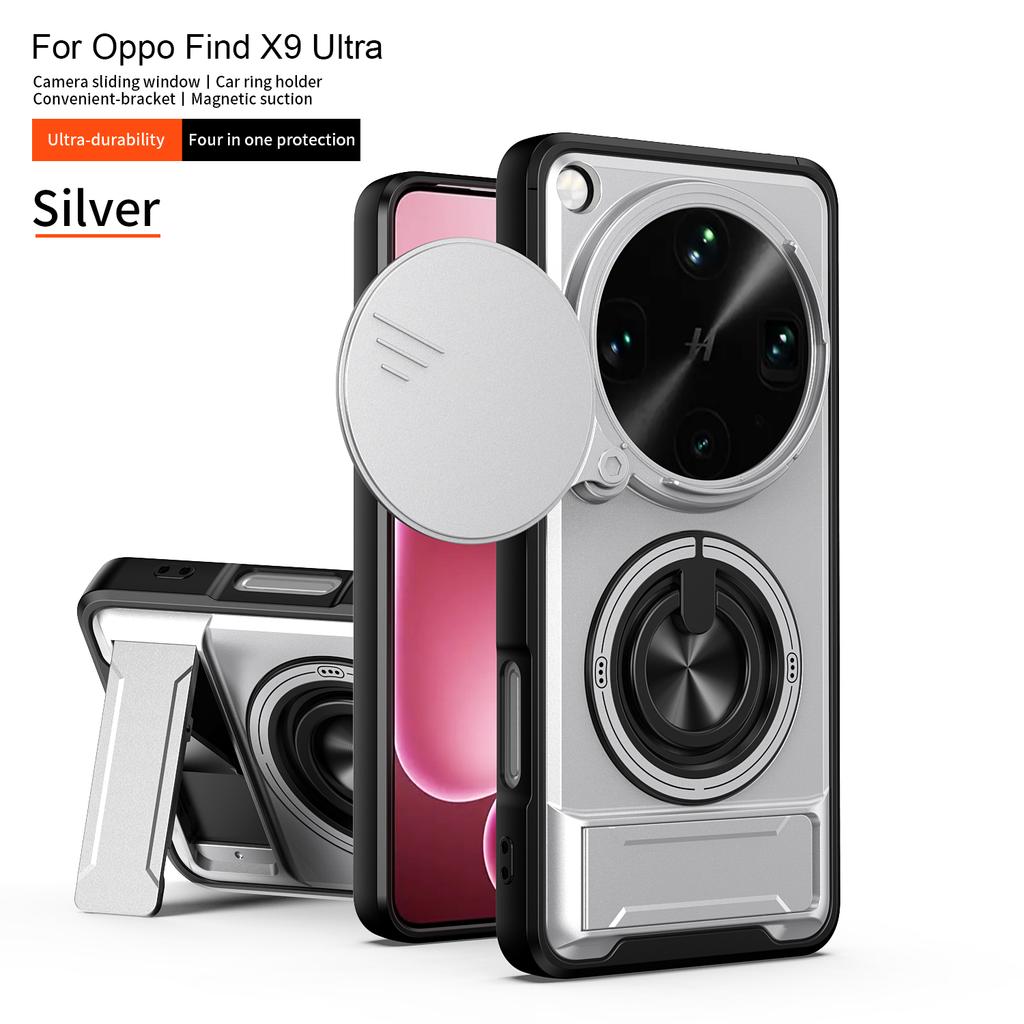 Custodia per OPPO Find X9 Ultra con Supporto Magnetico Protezione Scorrevole per Fotocamera per OPPO Find X8 X9 Pro 5G Cover Corazzata Antiurto per Telefono
