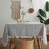Striped Plaid Imitation Cotton And Linen Fringed Tablecloth Geometric Lace Rectangular Coffee Table Table Cloth